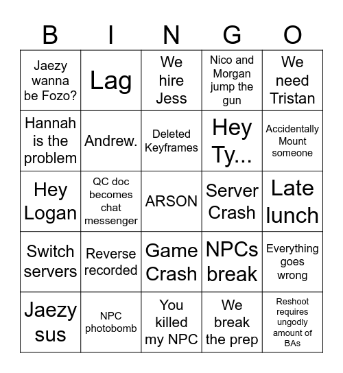 FLAT FOZO FRIDAY BINGO Card