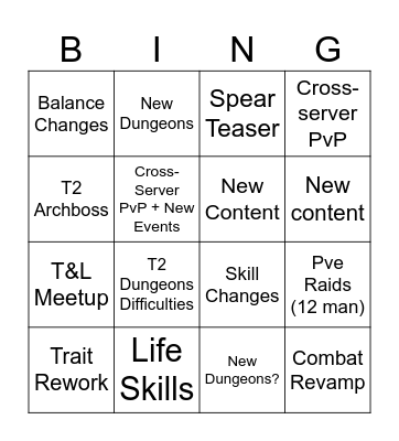 TL Meetup Bingo Card