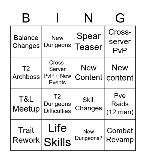 TL Meetup Bingo Card
