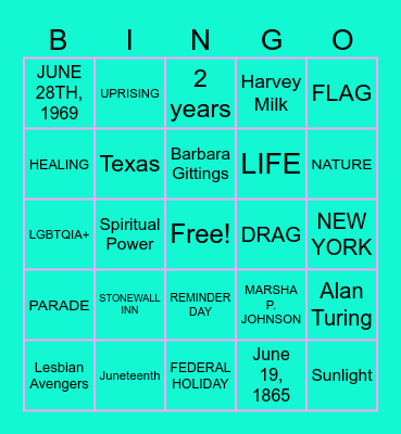 DRAG KING Bingo Card