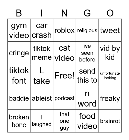 IG REEL Bingo Card