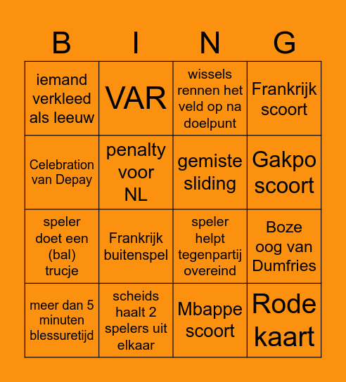 Impeesa NL - FR Bingo Card