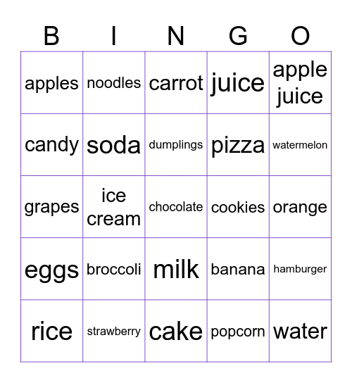 FOOD FOOD FOOD FOOD FOOD FOOD FOOD Bingo Card