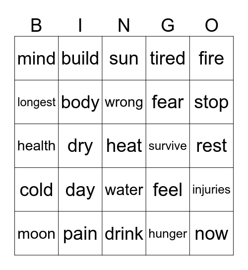 Solstice Bingo Card