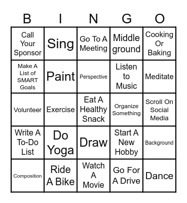 Coping Skills Bingo Card