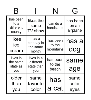 Sibling Bingo! Bingo Card