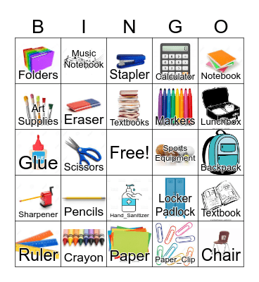 Back to School Bingo Card