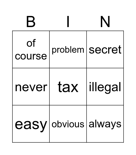 Working in Malaysia Bingo Card