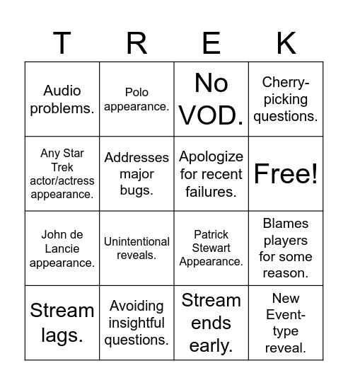 6/21 Timelines Stream Bingo Card