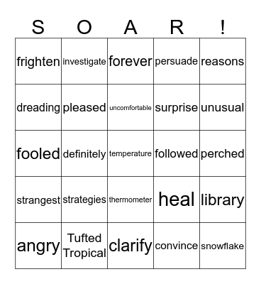 Tree of Birds Bingo Card