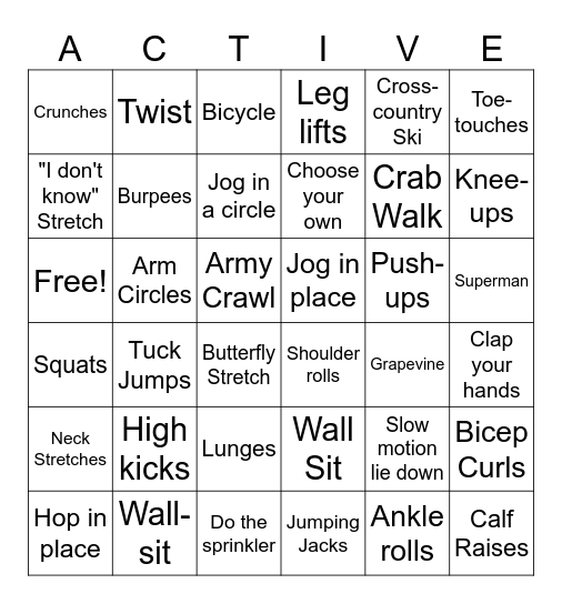 ACTIVE Bingo Card