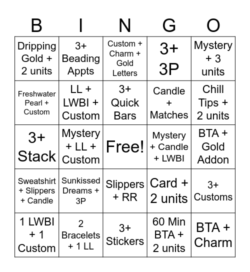 July UPO Bingo Card