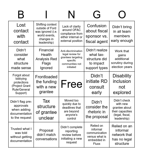 FF Bingo Card