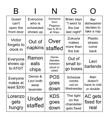 PEGASUS BINGO Card