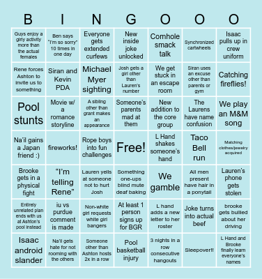 summer bingo (with 3 Os!) Bingo Card