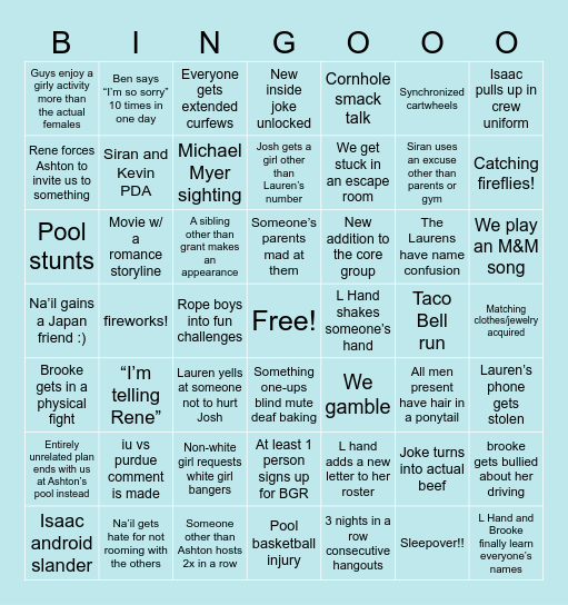 summer bingo (with 3 Os!) Bingo Card