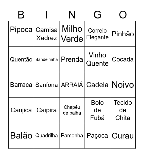 Festa Junina Bingo Card