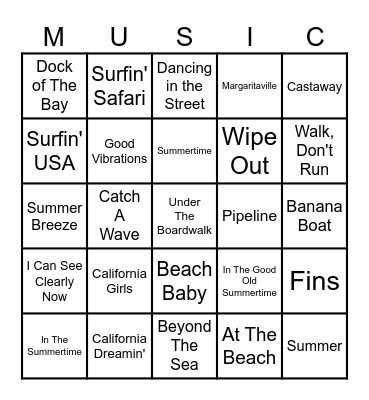 Beach Blanket Bingo Card