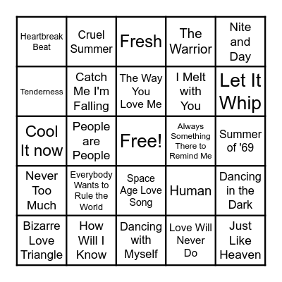 80's Pool Party Songs Bingo Card