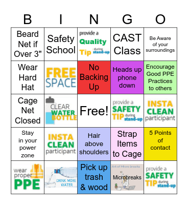 Safety Summer Bingo Card
