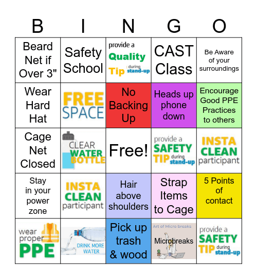 Safety Summer Bingo Card