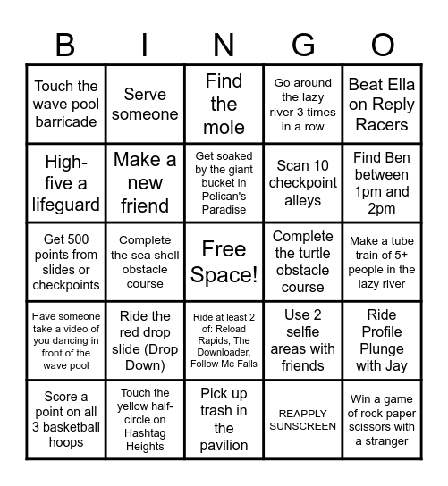 Island H2O Bingo Card