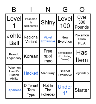 Pokemon Scarlet/Violet Surprise Trade Bingo Card