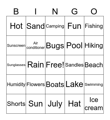 Summer Bingo  Bingo Card