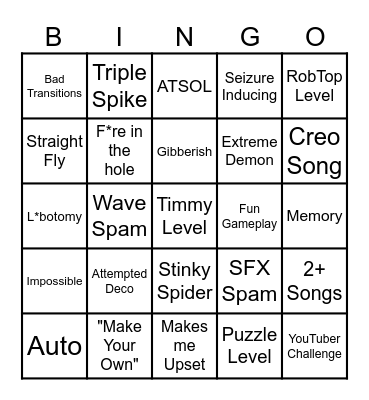 Recent Tab Bingo Card