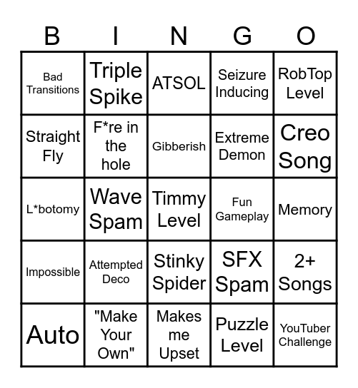 Recent Tab Bingo Card