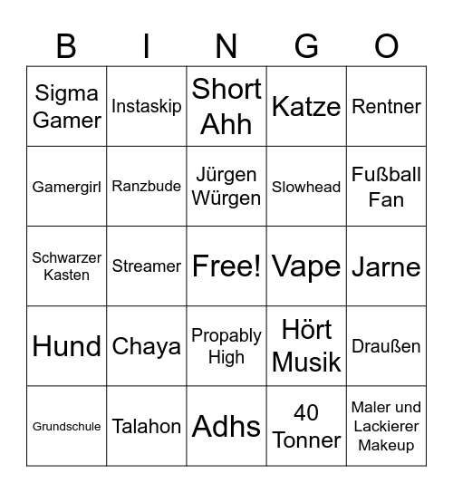 OmeTV Bingo Card