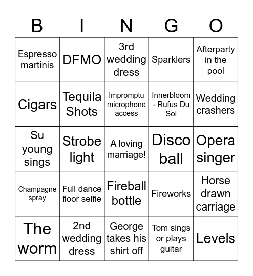 Emily Thomas Bingo Card