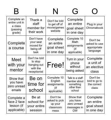 Fun Friday Bingo Card
