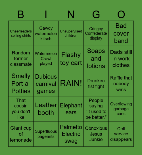 Watermelon Festival Bingo Card