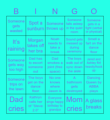 Pekrul-Bennett Wedding Bingo Card