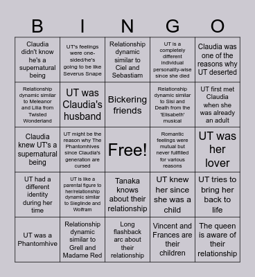 Undertaker and Claudia Bingo Card