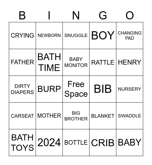 BABY BINGO Card
