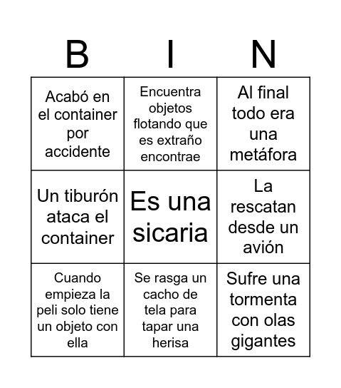 Nowhere Bingo Card