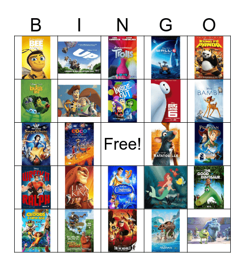 Cartoon Movie Bingo! Bingo Card