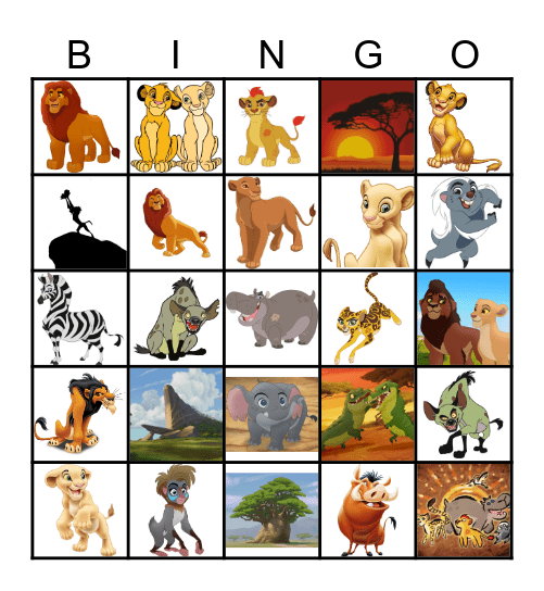 The Lion King BINGO Card