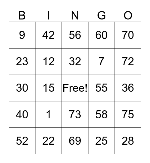 RACHELL'S CARD  Bingo Card