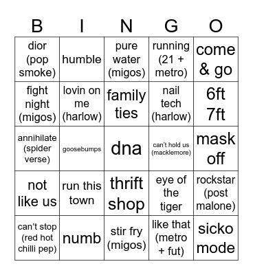boxin’ beats Bingo Card