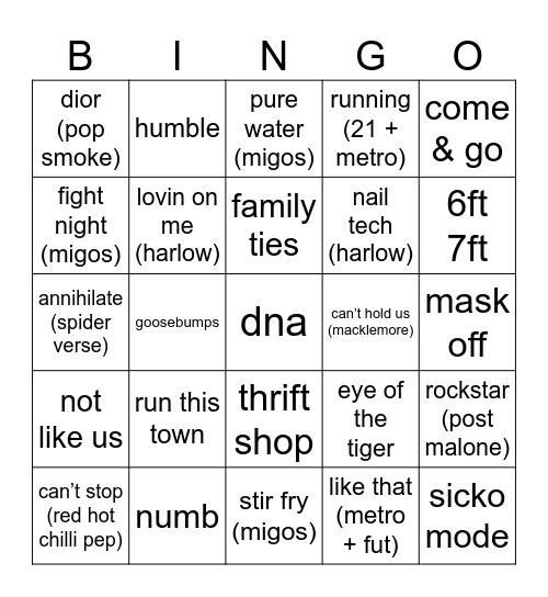 boxin’ beats Bingo Card