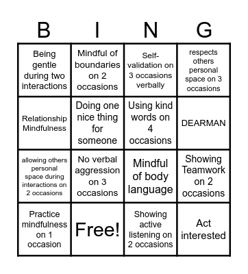 SKILLS BINGO Card