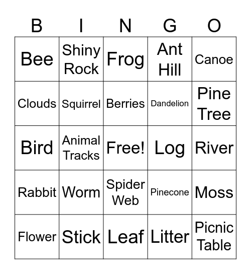 State Park Bingo Card