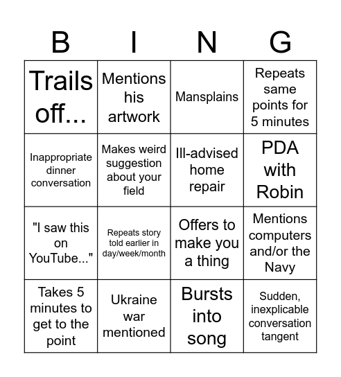 Eric bingo Card