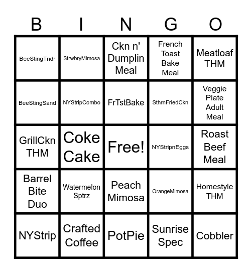 Bingo Blitz Bingo Card