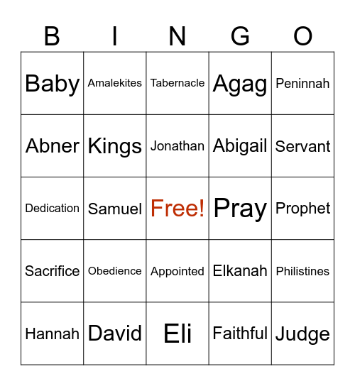 1 Samuel Bingo Card