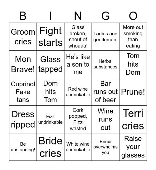 Wedding Bingo… Bingo Card