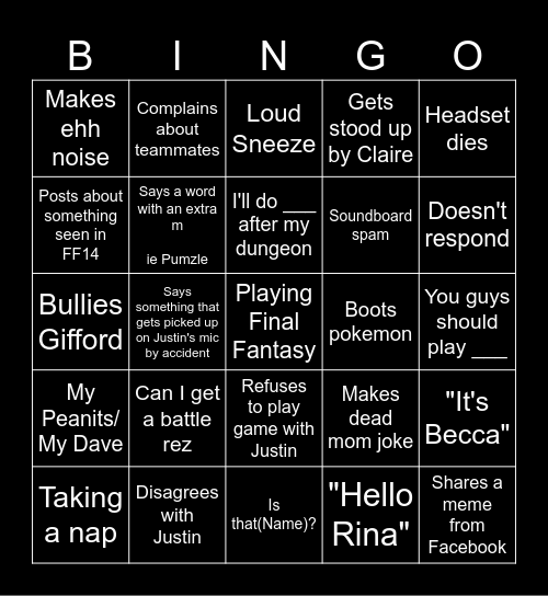 Ariel Bingo Card